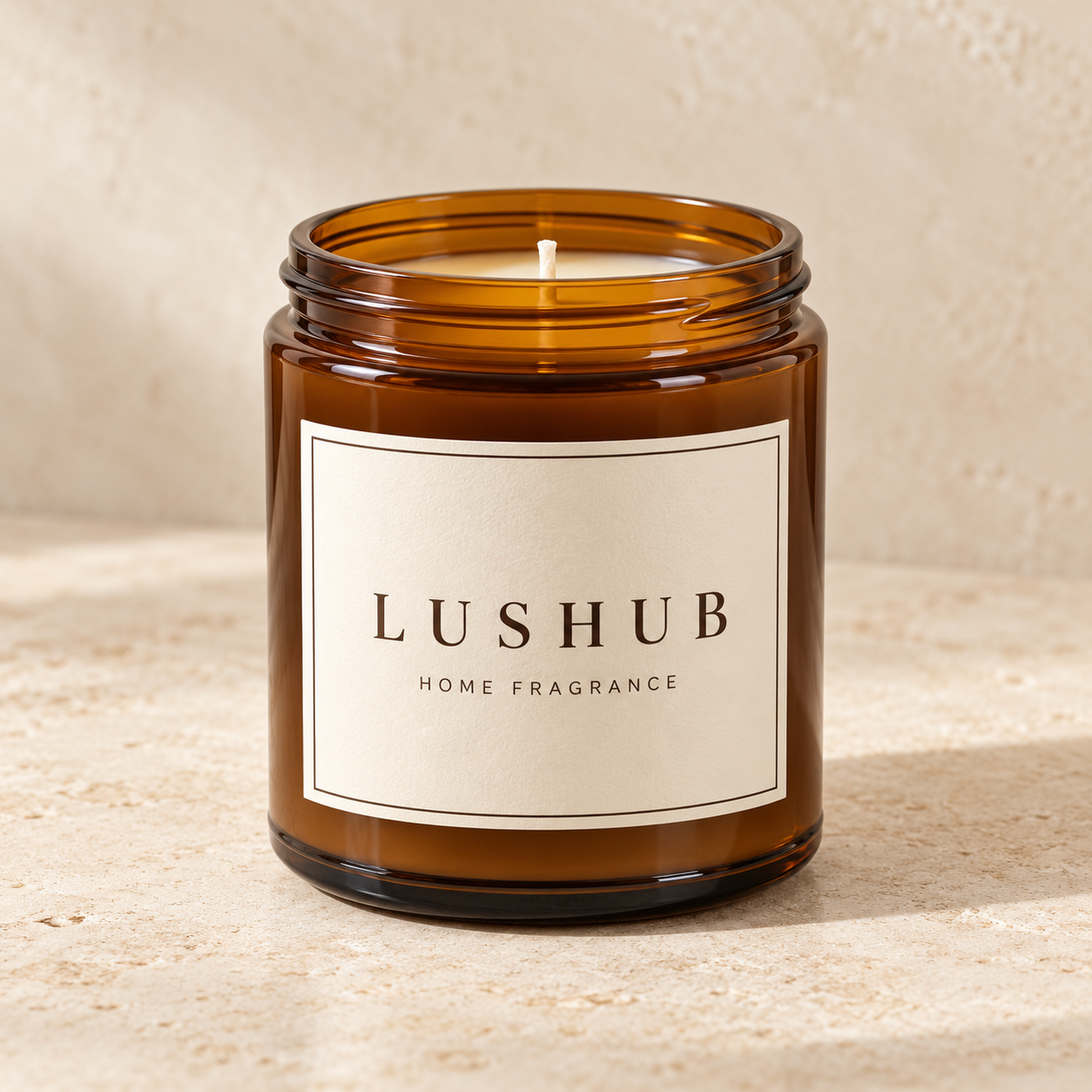 LusHub Amber Jar candle design mockup